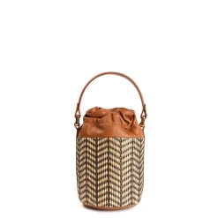 E.Marinella Mini Bag|MINI SECCHIELLO COLOR CUOIO In rafia e pelle