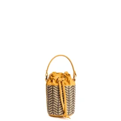 E.Marinella Mini Bag|MINI SECCHIELLO GIALLO In rafia e pelle
