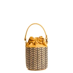 E.Marinella Mini Bag|MINI SECCHIELLO GIALLO In rafia e pelle