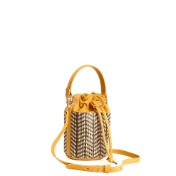 E.Marinella Mini Bag|MINI SECCHIELLO GIALLO In rafia e pelle