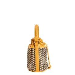 E.Marinella Mini Bag|MINI SECCHIELLO GIALLO In rafia e pelle