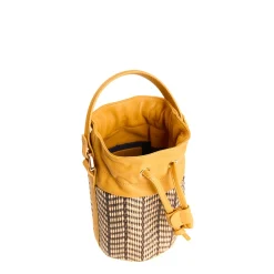E.Marinella Mini Bag|MINI SECCHIELLO GIALLO In rafia e pelle