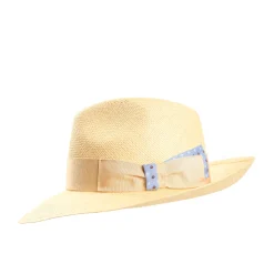 E.Marinella Cappelli|Cappelli|PANAMA MODELLO AMEDEO DETTAGLI IN SETA AZZURRI, 55 CM E. marinella x borsalino