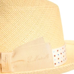 E.Marinella Cappelli|Cappelli|PANAMA MODELLO FEDERICO CON CINTA IN SETA BIANCA, 55 CM E. marinella x borsalino