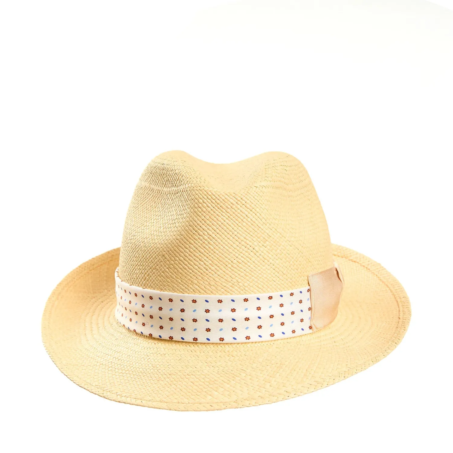 E.Marinella Cappelli|Cappelli|PANAMA MODELLO FEDERICO CON CINTA IN SETA BIANCA, 55 CM E. marinella x borsalino