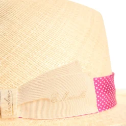 E.Marinella Cappelli|Cappelli|PANAMA MODELLO FEDERICO CON CINTA IN SETA FUCSIA, 56 CM E. marinella x borsalino