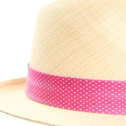 E.Marinella Cappelli|Cappelli|PANAMA MODELLO FEDERICO CON CINTA IN SETA FUCSIA, 56 CM E. marinella x borsalino