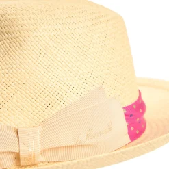 E.Marinella Cappelli|Cappelli|PANAMA MODELLO FEDERICO CON CINTA IN SETA FUCSIA, 56 CM E. marinella x borsalino