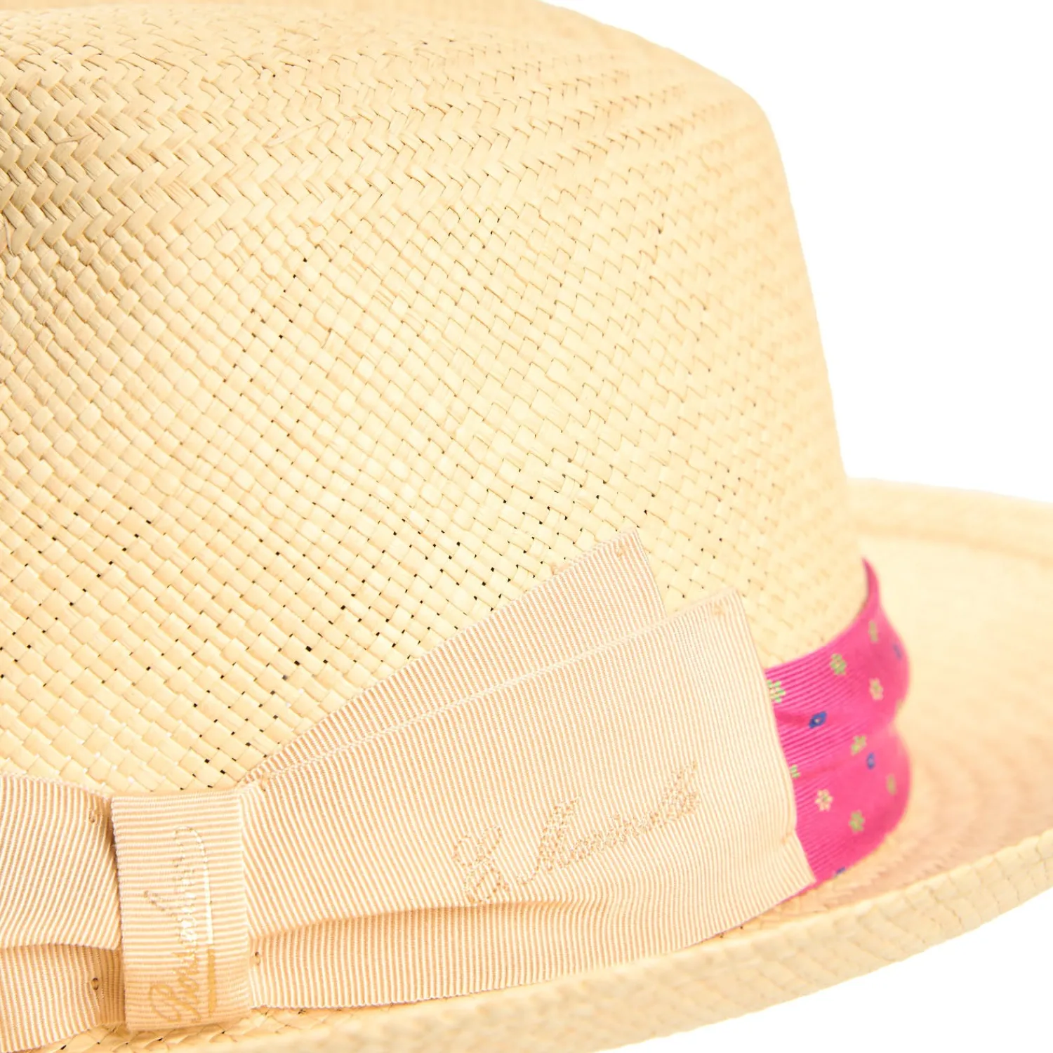 E.Marinella Cappelli|Cappelli|PANAMA MODELLO FEDERICO CON CINTA IN SETA FUCSIA, 56 CM E. marinella x borsalino