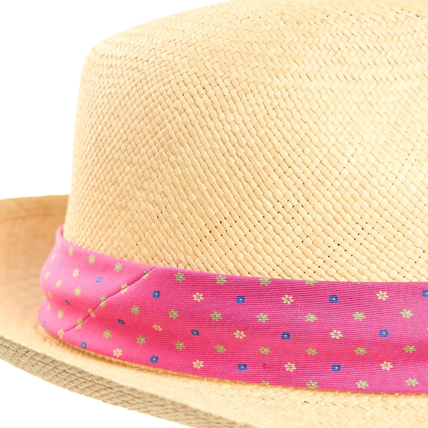 E.Marinella Cappelli|Cappelli|PANAMA MODELLO FEDERICO CON CINTA IN SETA FUCSIA, 56 CM E. marinella x borsalino