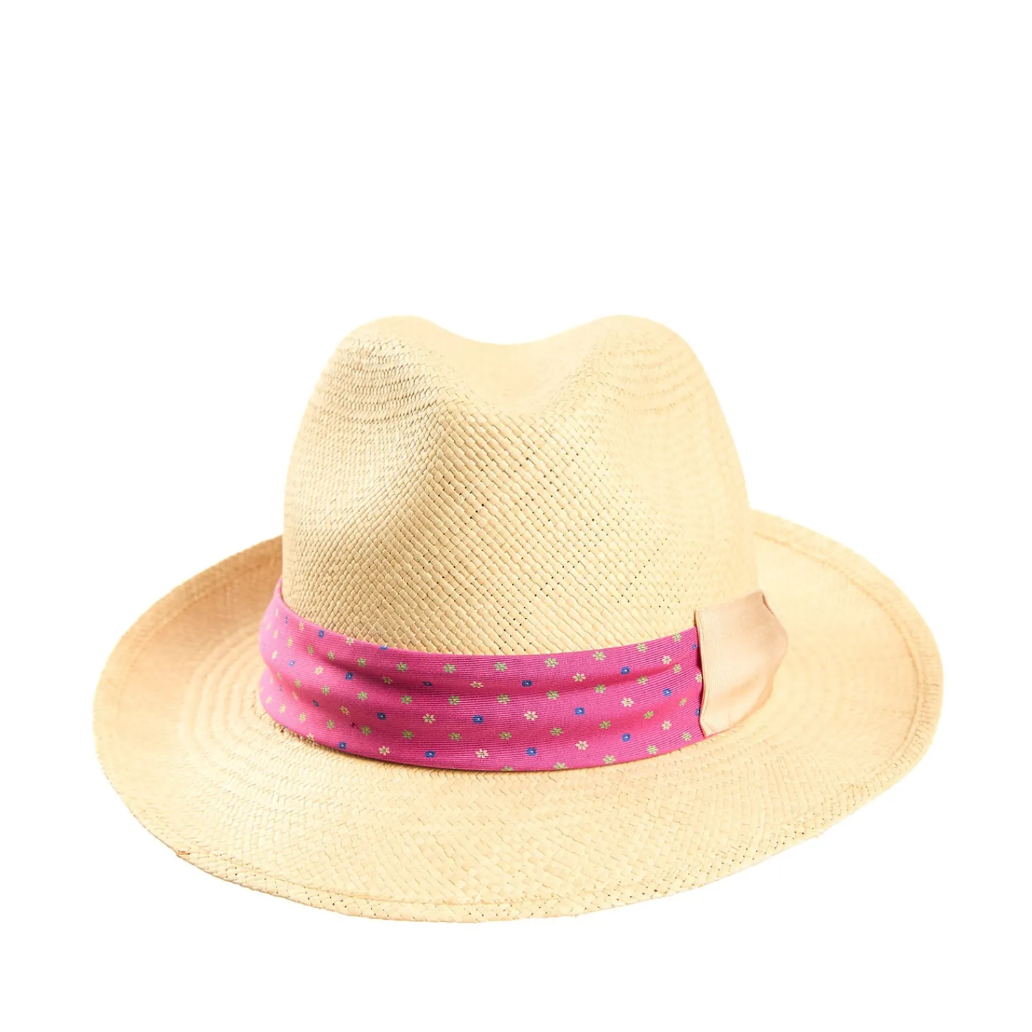 E.Marinella Cappelli|Cappelli|PANAMA MODELLO FEDERICO CON CINTA IN SETA FUCSIA, 56 CM E. marinella x borsalino