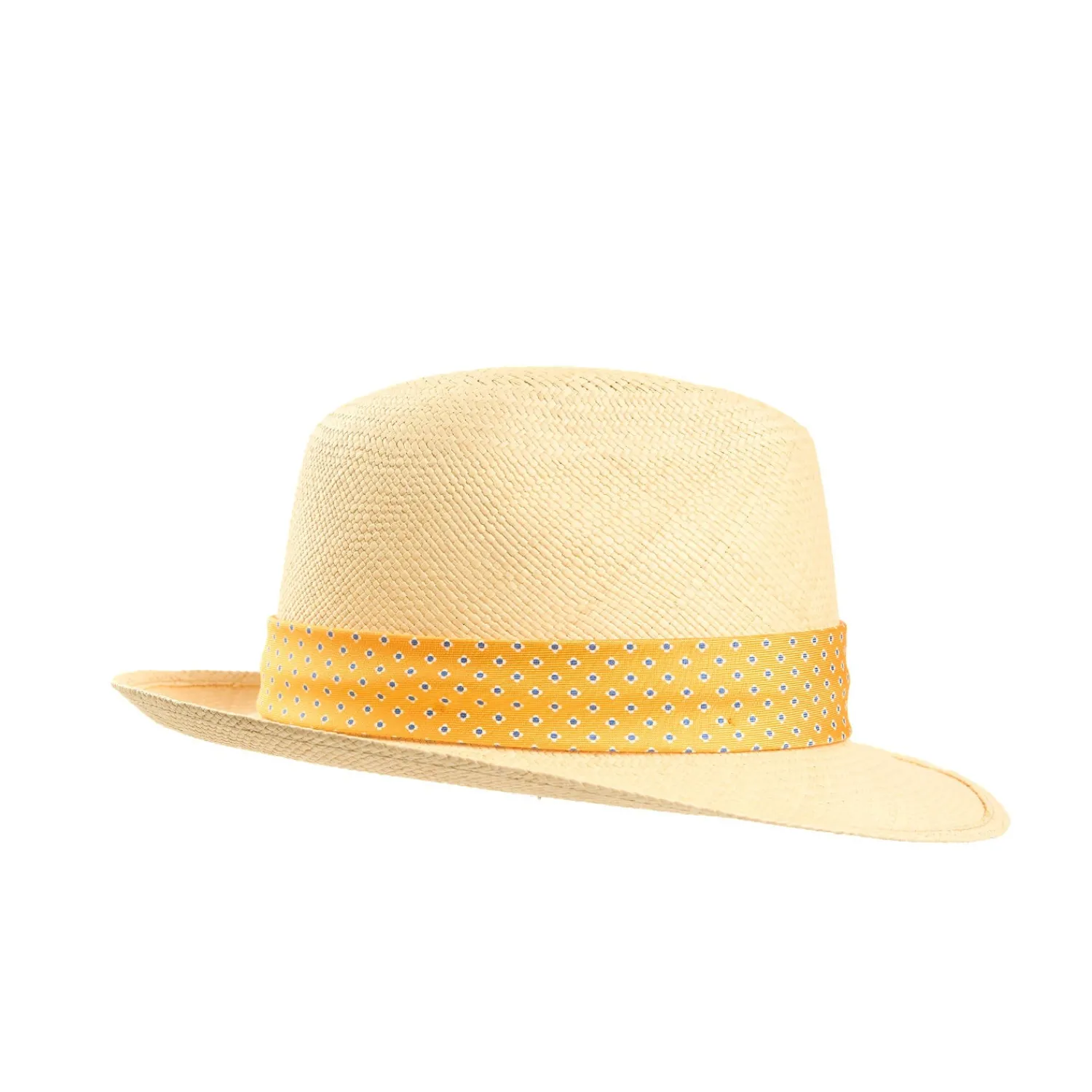 E.Marinella Cappelli|Cappelli|PANAMA MODELLO FEDERICO CON CINTA IN SETA GIALLA, 56 CM E. marinella x borsalino