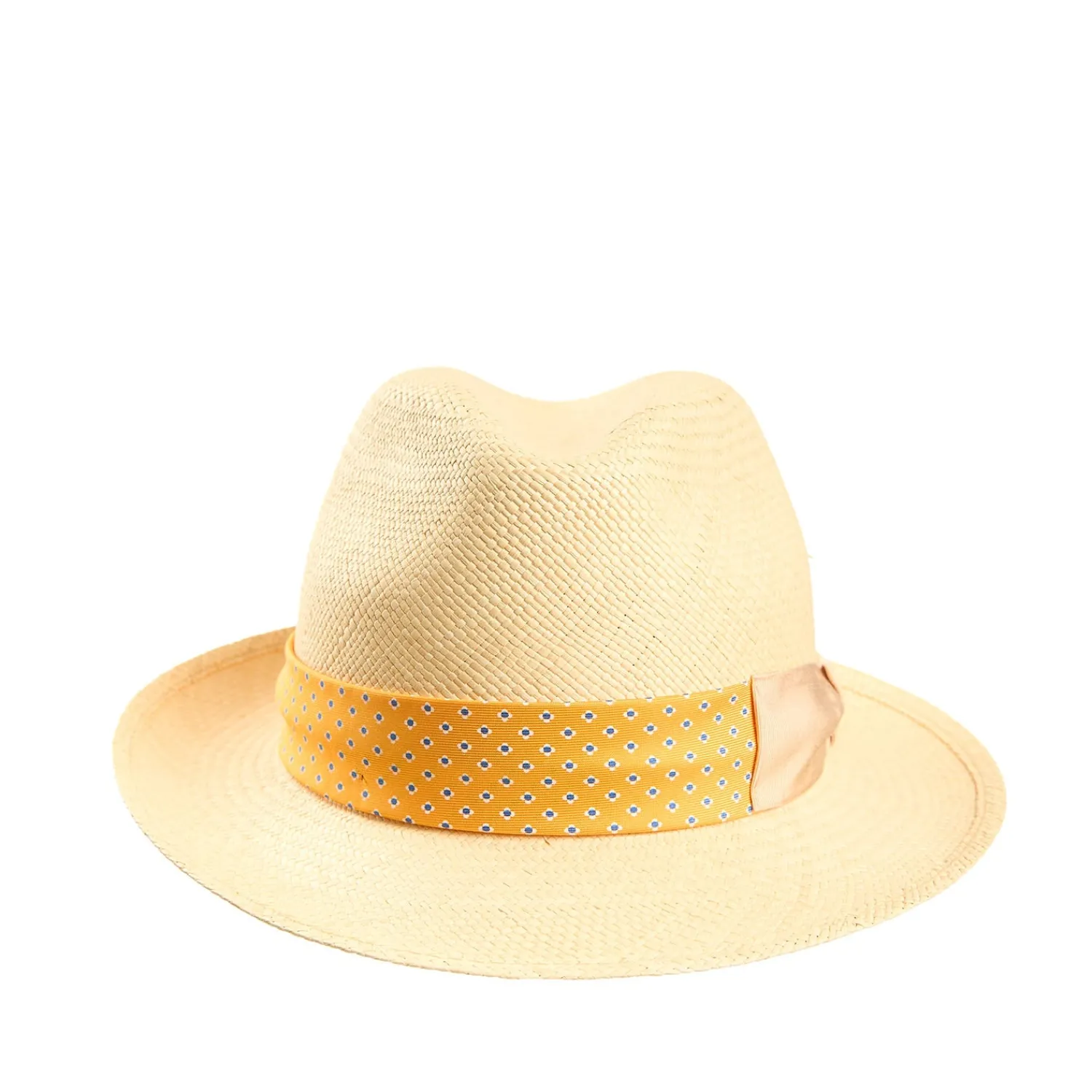 E.Marinella Cappelli|Cappelli|PANAMA MODELLO FEDERICO CON CINTA IN SETA GIALLA, 56 CM E. marinella x borsalino