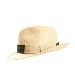 E.Marinella Cappelli|Cappelli|PANAMA MODELLO FEDERICO CON CINTA IN SETA VERDE, 58 CM E. marinella x borsalino