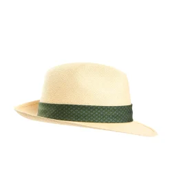 E.Marinella Cappelli|Cappelli|PANAMA MODELLO FEDERICO CON CINTA IN SETA VERDE, 58 CM E. marinella x borsalino