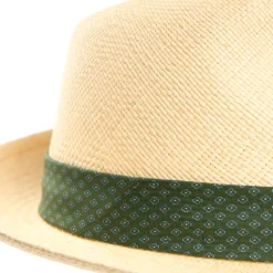 E.Marinella Cappelli|Cappelli|PANAMA MODELLO FEDERICO CON CINTA IN SETA VERDE, 58 CM E. marinella x borsalino