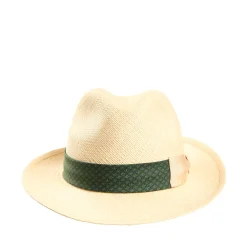 E.Marinella Cappelli|Cappelli|PANAMA MODELLO FEDERICO CON CINTA IN SETA VERDE, 58 CM E. marinella x borsalino