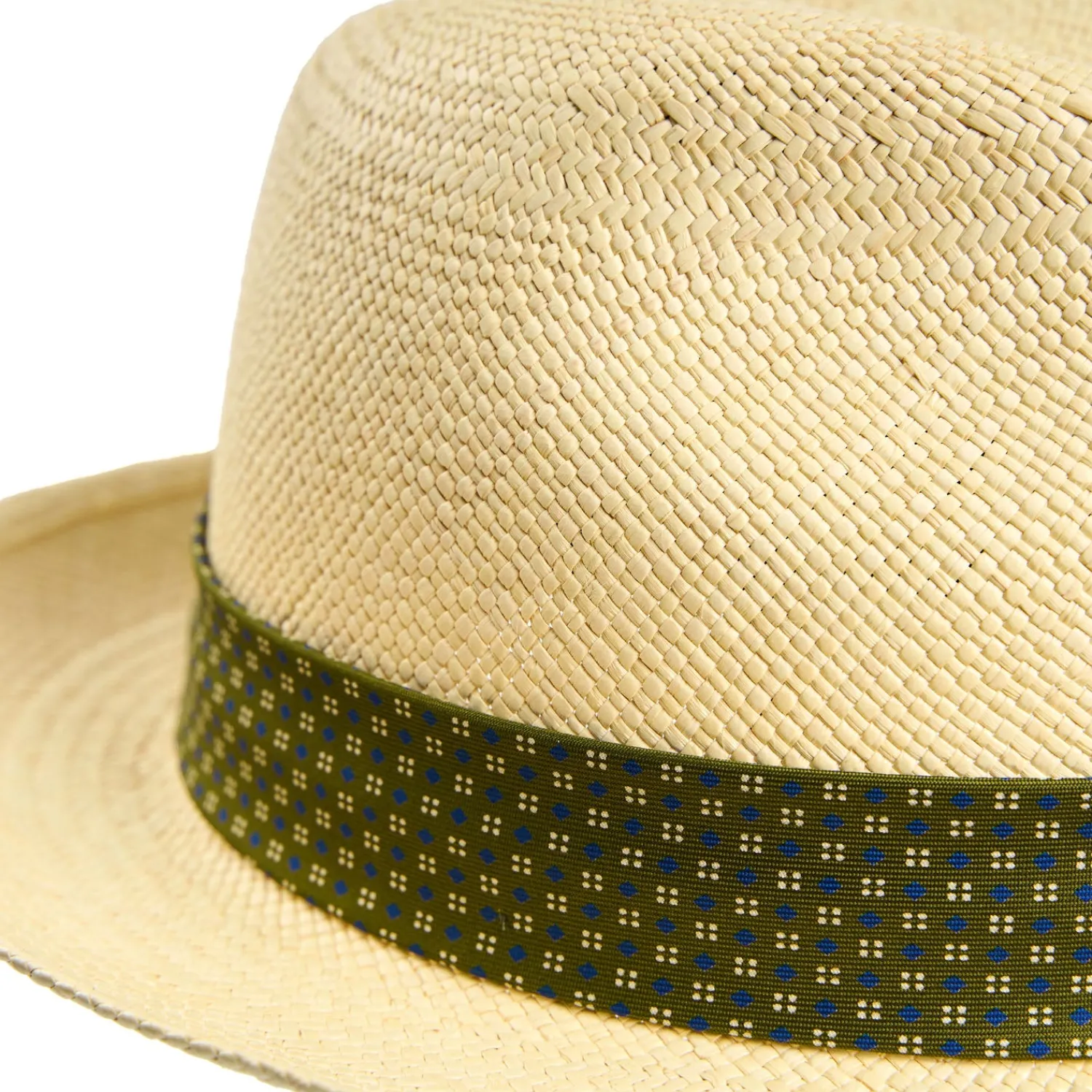 E.Marinella Cappelli|Cappelli|PANAMA MODELLO FEDERICO CON DETTAGLI IN SETA VERDE, 56 CM E. marinella x borsalino