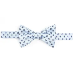 E.Marinella Papillon|PAPILLON ANNODATO IN SETA AZZURRO Microfantasia geometrica
