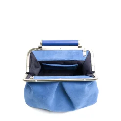 E.Marinella Mini Bag|PARTY CLUTCH AZZURRO POLVERE In camoscio e pelle