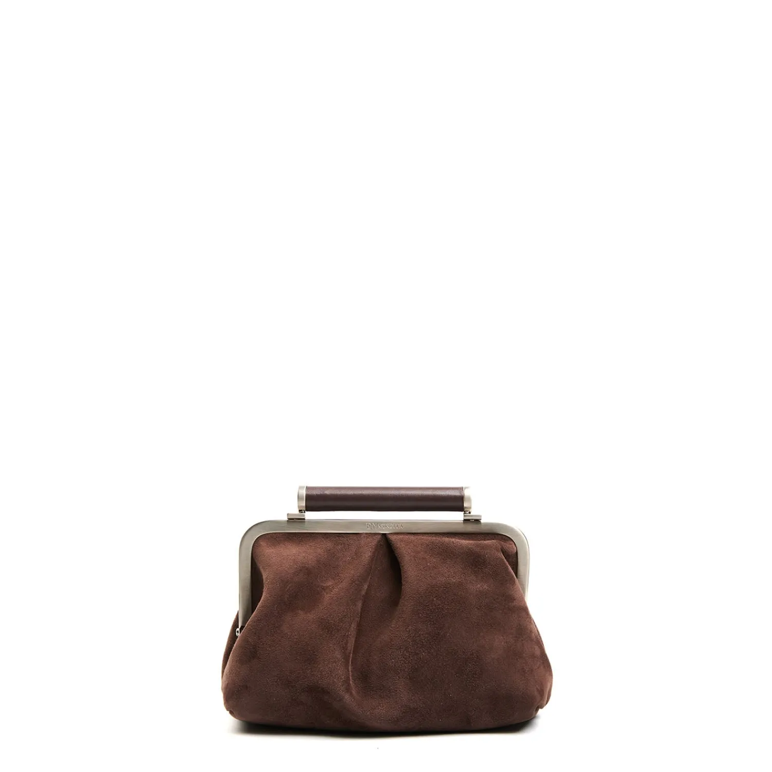 E.Marinella Mini Bag|PARTY CLUTCH TESTA MORO In camoscio e pelle