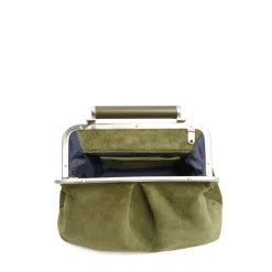 E.Marinella Mini Bag|PARTY CLUTCH VERDE OLIVA In camoscio e pelle