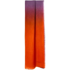 E.Marinella Sciarpe Invernali|PASHMINA ARANCIONE E VIOLA EFFETTO SFUMATO In cashmere