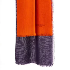 E.Marinella Sciarpe Invernali|PASHMINA ARANCIONE E VIOLA EFFETTO SFUMATO In cashmere