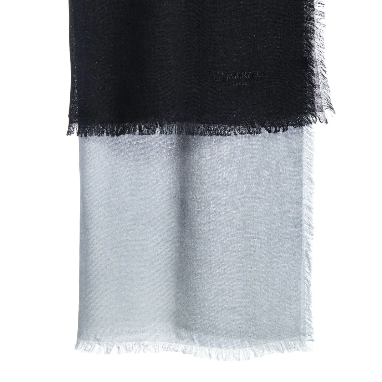 E.Marinella Sciarpe Invernali|Sciarpe Invernali|PASHMINA NERA E GRIGIA EFFETTO SFUMATO In cashmere