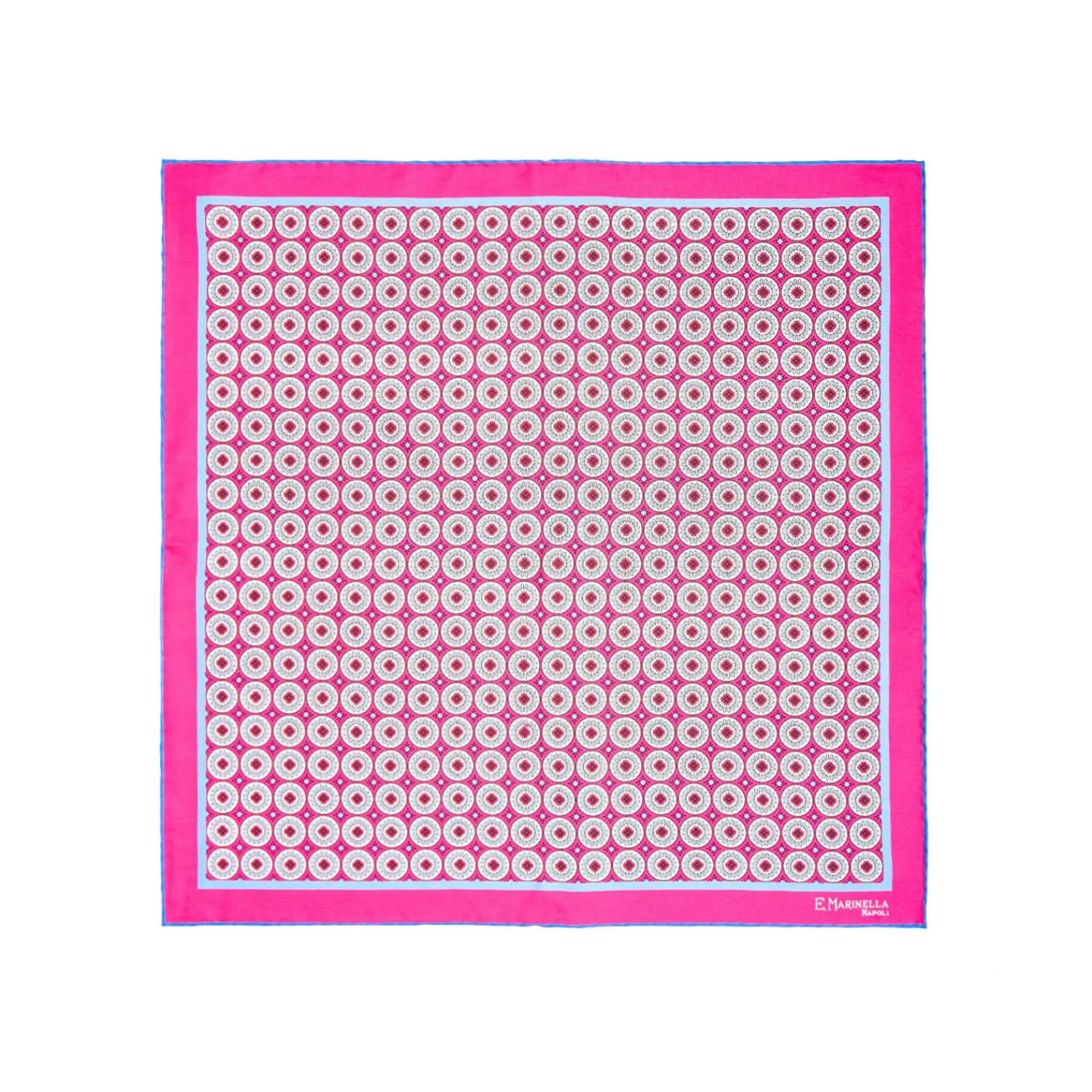 E.Marinella Pochette Da Taschino|POCHETTE DA TASCHINO IN SETA STAMPATA A MANO FUCSIA Macrofantasia fiore