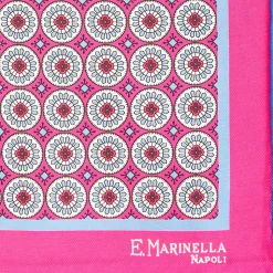 E.Marinella Pochette Da Taschino|POCHETTE DA TASCHINO IN SETA STAMPATA A MANO FUCSIA Macrofantasia fiore