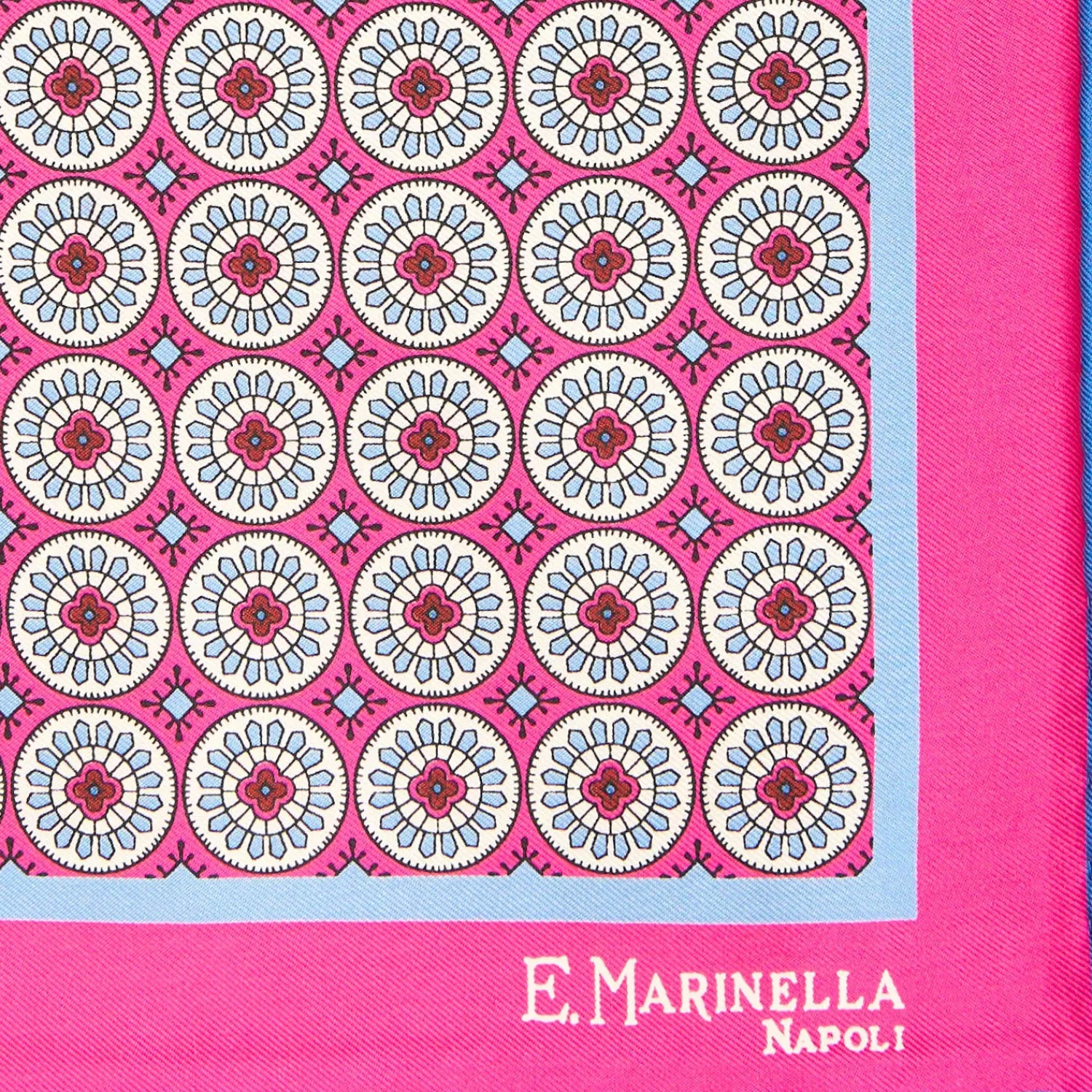 E.Marinella Pochette Da Taschino|POCHETTE DA TASCHINO IN SETA STAMPATA A MANO FUCSIA Macrofantasia fiore