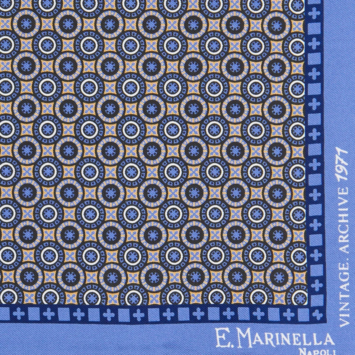 E.Marinella Pochette Da Taschino|POCHETTE DA TASCHINO IN SETA STAMPATA A MANO POLVERE Fantasia archivio 1971