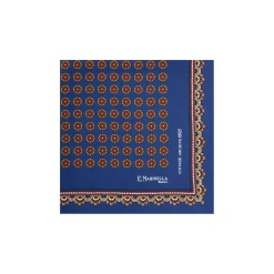 E.Marinella Pochette Da Taschino|POCHETTE DA TASCHINO IN SETA STAMPATA A MANO BLU Fantasia archivio 1975
