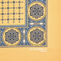 E.Marinella Pochette Da Taschino|POCHETTE DA TASCHINO IN SETA STAMPATA A MANO GIALLA Microfantasia fiore