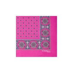 E.Marinella Pochette Da Taschino|POCHETTE DA TASCHINO IN SETA STAMPATA A MANO FUCSIA Microfantasia fiore