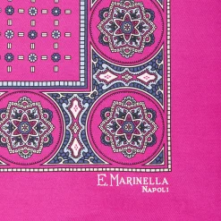 E.Marinella Pochette Da Taschino|POCHETTE DA TASCHINO IN SETA STAMPATA A MANO FUCSIA Microfantasia fiore