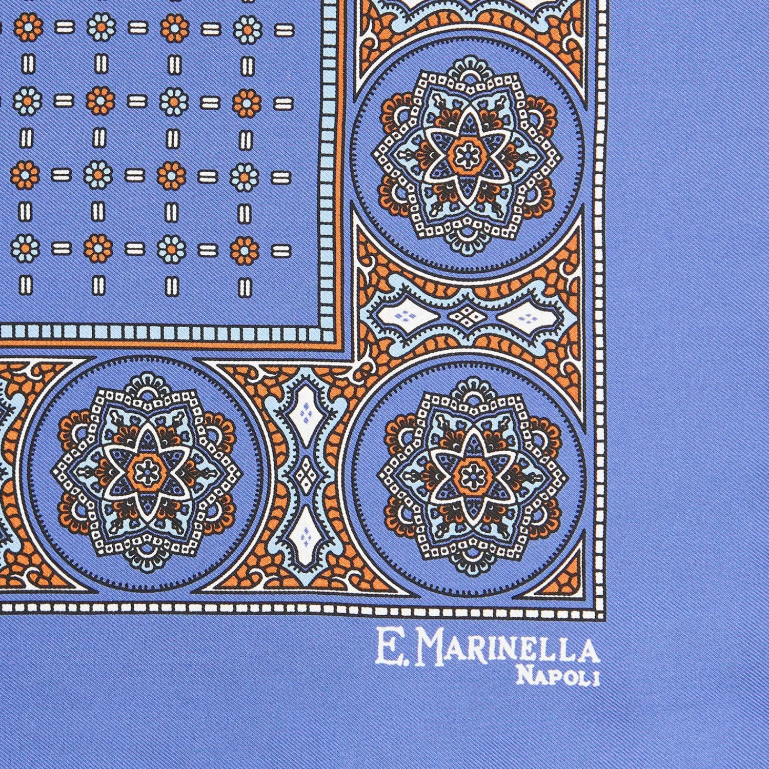 E.Marinella Pochette Da Taschino|POCHETTE DA TASCHINO IN SETA STAMPATA A MANO POLVERE Microfantasia fiore