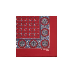E.Marinella Pochette Da Taschino|POCHETTE DA TASCHINO IN SETA STAMPATA A MANO BORDEAUX Microfantasia fiore