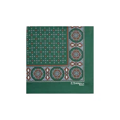 E.Marinella Pochette Da Taschino|POCHETTE DA TASCHINO IN SETA STAMPATA A MANO VERDE SCURO Microfantasia fiore