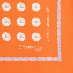 E.Marinella Pochette Da Taschino|POCHETTE DA TASCHINO IN SETA STAMPATA A MANO ARANCIONE Fantasia archivio 1971
