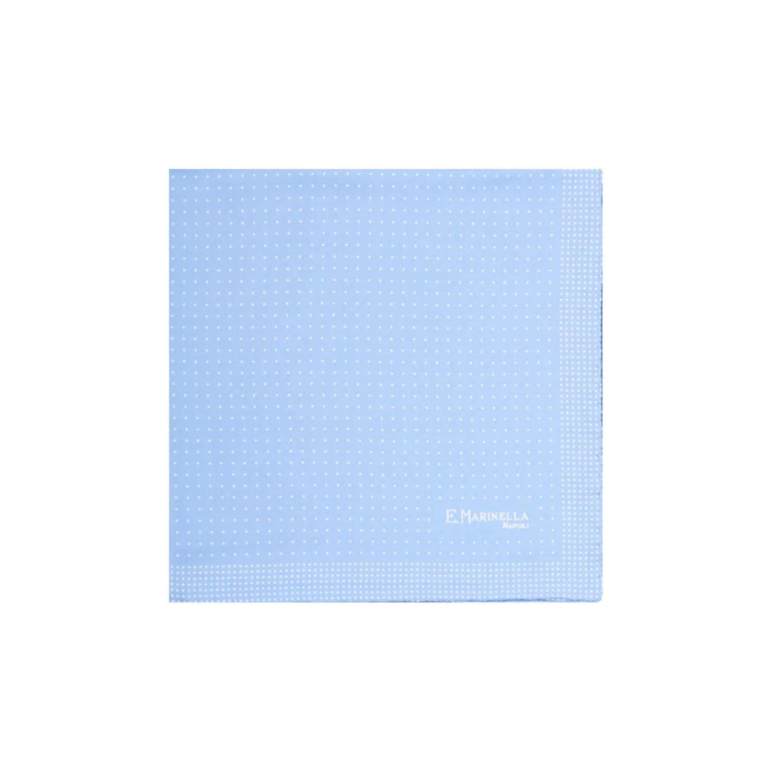 E.Marinella Pochette Da Taschino|POCHETTE DA TASCHINO IN SETA STAMPATA A MANO AZZURRA Microfantasia fiore