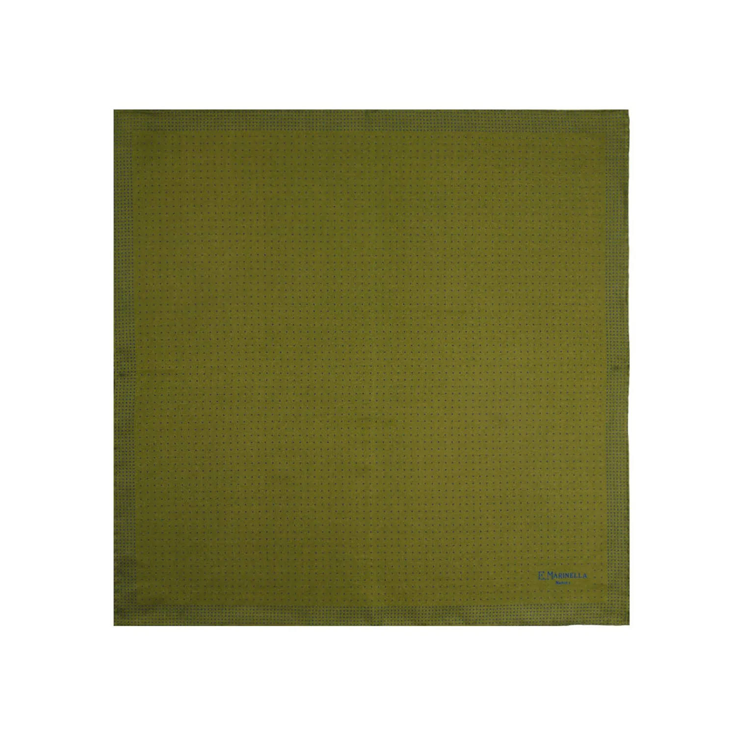 E.Marinella Pochette Da Taschino|POCHETTE DA TASCHINO IN SETA STAMPATA A MANO VERDE OLIVA Pois
