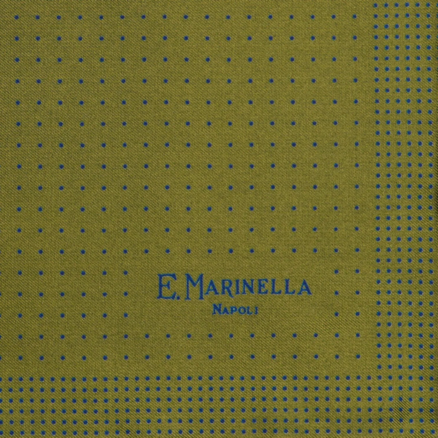 E.Marinella Pochette Da Taschino|POCHETTE DA TASCHINO IN SETA STAMPATA A MANO VERDE OLIVA Pois