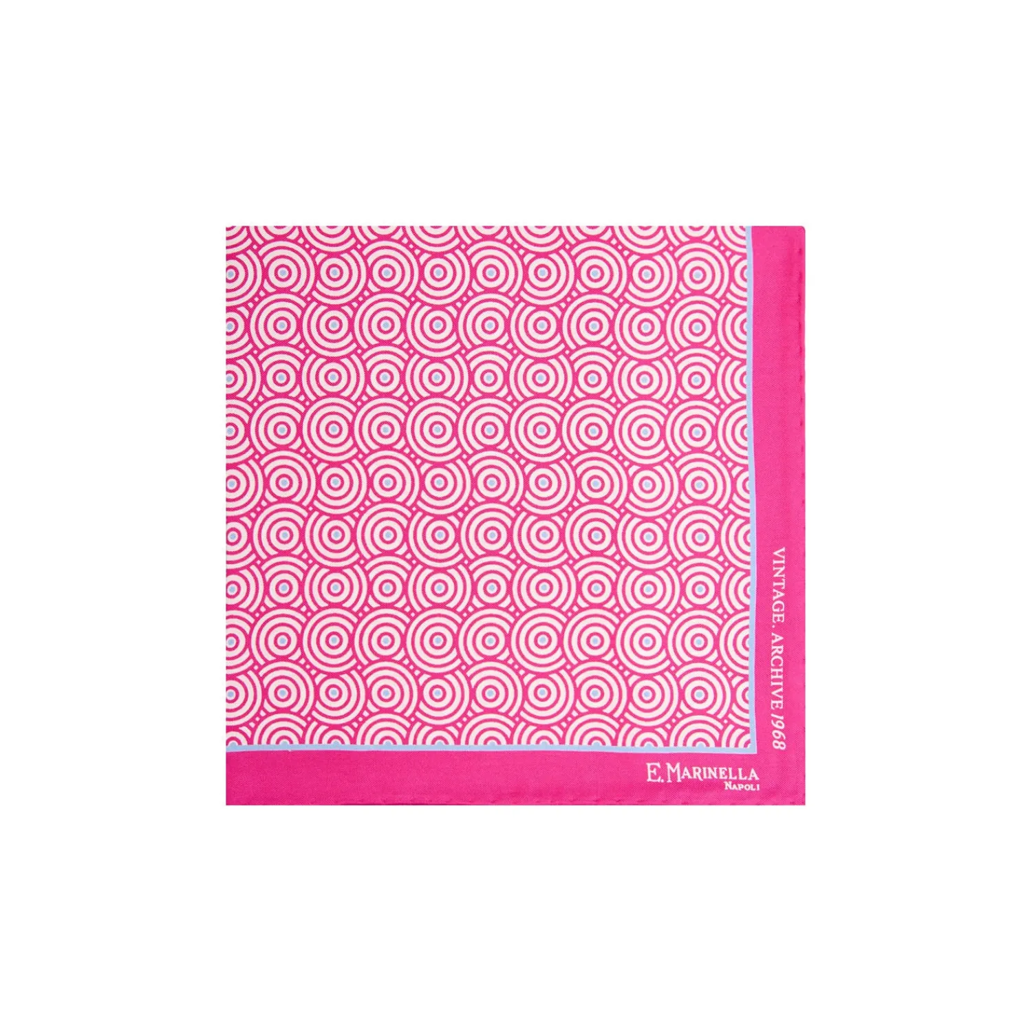 E.Marinella Pochette Da Taschino|POCHETTE DA TASCHINO IN SETA STAMPATA A MANO FUCSIA Fantasia archivio 1968