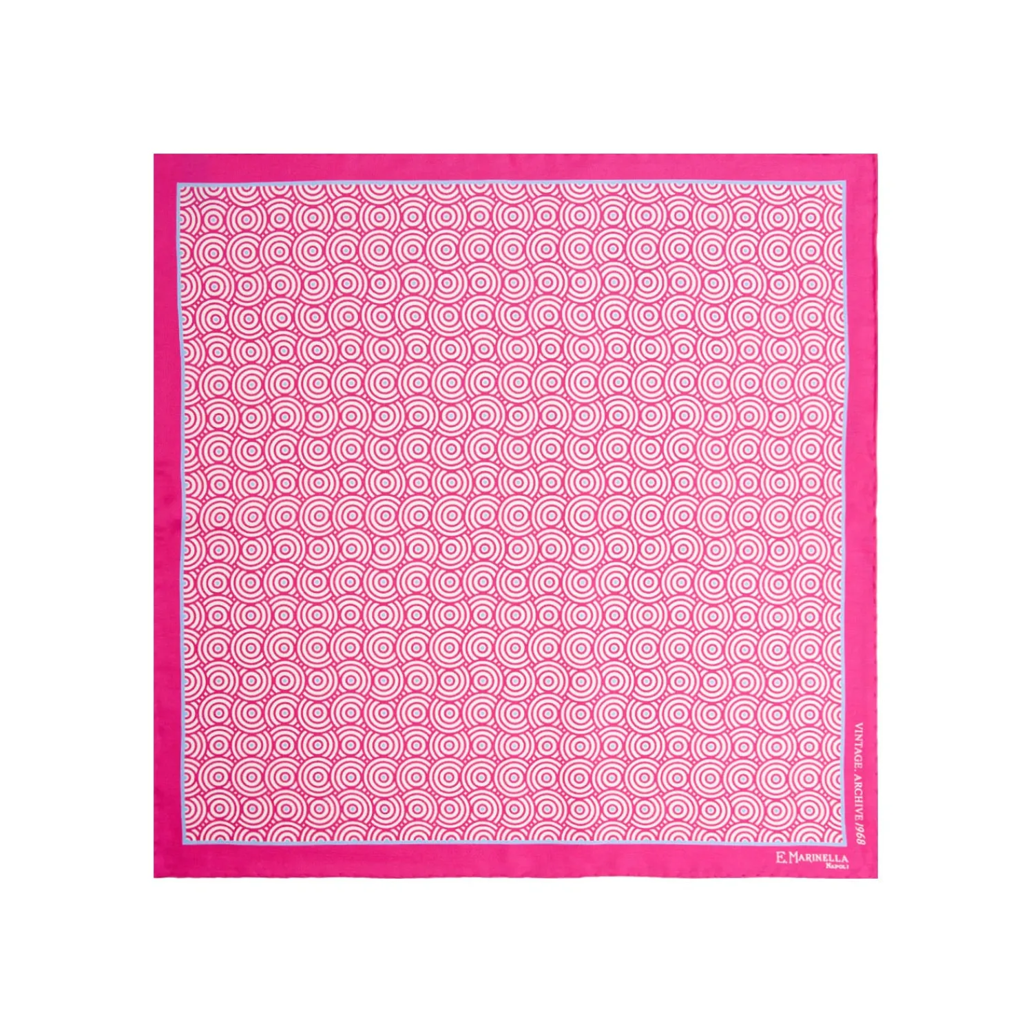 E.Marinella Pochette Da Taschino|POCHETTE DA TASCHINO IN SETA STAMPATA A MANO FUCSIA Fantasia archivio 1968
