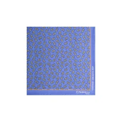 E.Marinella Pochette Da Taschino|POCHETTE DA TASCHINO IN SETA STAMPATA A MANO AZZURRO POLVERE Fantasia archivio 1957