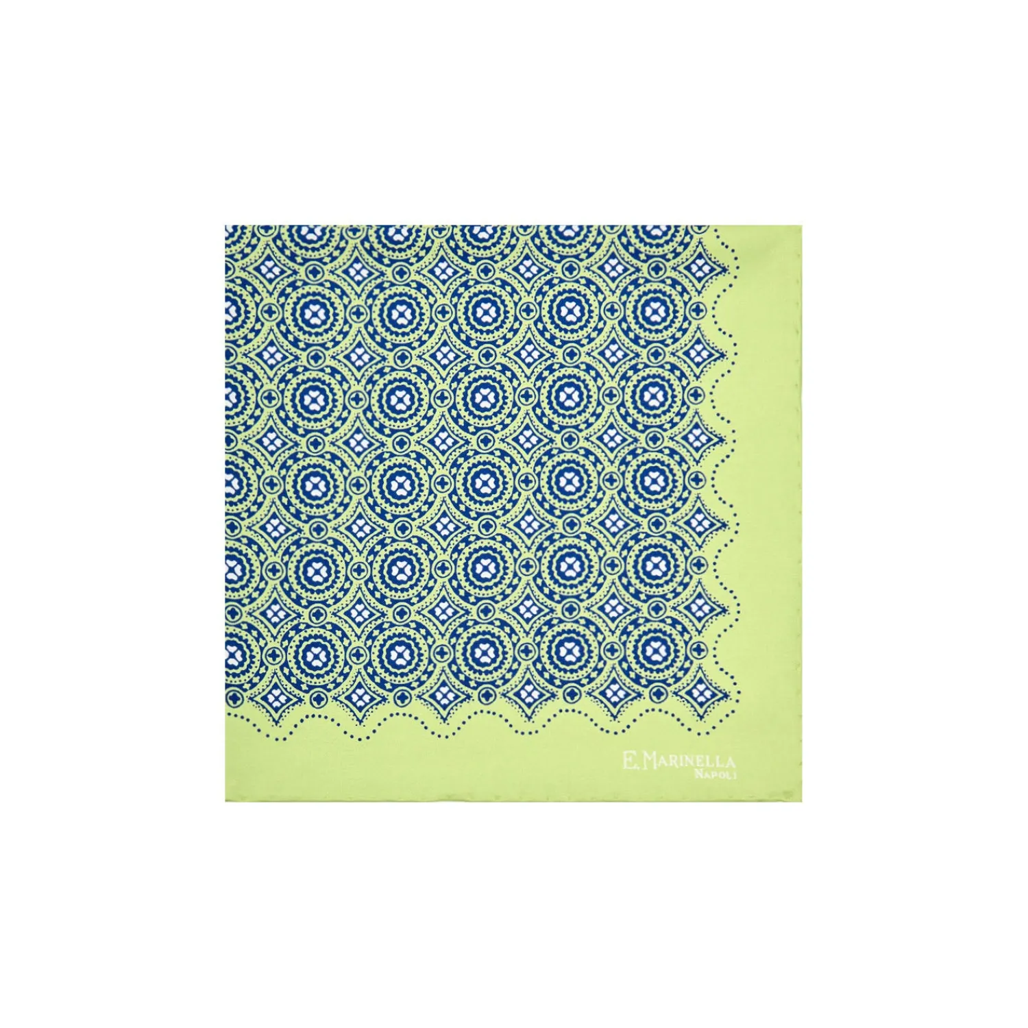 E.Marinella Pochette Da Taschino|POCHETTE DA TASCHINO IN SETA STAMPATA A MANO VERDE CHIARO Macrofantasia fiore