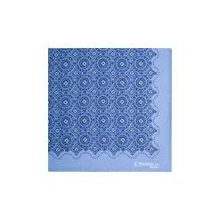 E.Marinella Pochette Da Taschino|POCHETTE DA TASCHINO IN SETA STAMPATA A MANO AZZURRA Macrofantasia fiore