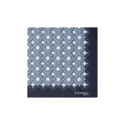 E.Marinella Pochette Da Taschino|POCHETTE DA TASCHINO IN SETA STAMPATA A MANO BLU SCURO Macrofantasia fiore